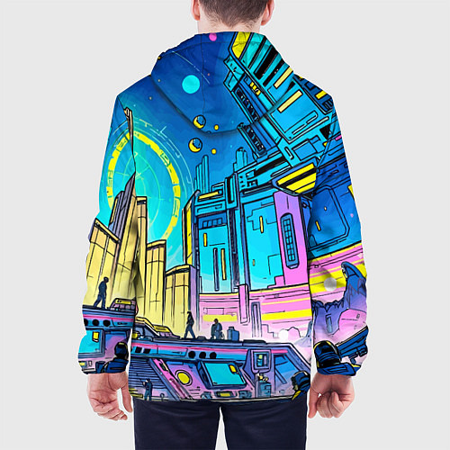 Мужская куртка Космический город / 3D-Черный – фото 4