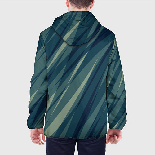Мужская куртка Зеленовато-синий полосы / 3D-Черный – фото 4