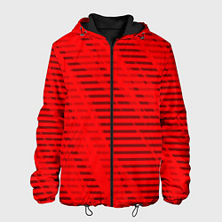 Куртка с капюшоном мужская Красный полосатый, цвет: 3D-черный