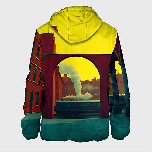 Мужская куртка Арт с поездом / 3D-Белый – фото 2