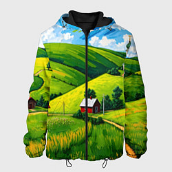 Куртка с капюшоном мужская Русская деревенька, цвет: 3D-черный