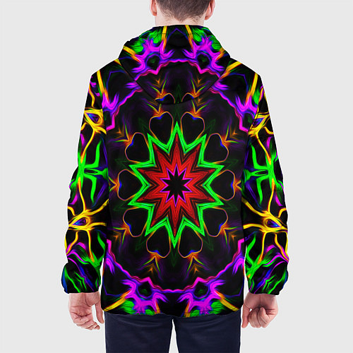 Мужская куртка Неоновая геометрия узоры / 3D-Черный – фото 4