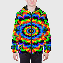 Куртка с капюшоном мужская Оптические иллюзии психоделика, цвет: 3D-черный — фото 2