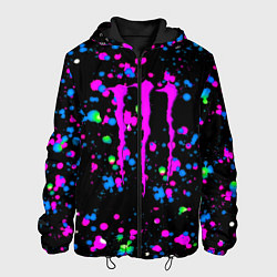 Куртка с капюшоном мужская Monster energy неоновые краски, цвет: 3D-черный