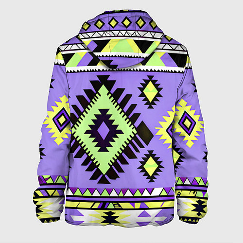 Мужская куртка Геометрический сиренево желтый орнамент ацтеков / 3D-Белый – фото 2