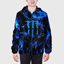 Куртка с капюшоном мужская Monster energy искры дымы, цвет: 3D-черный — фото 2