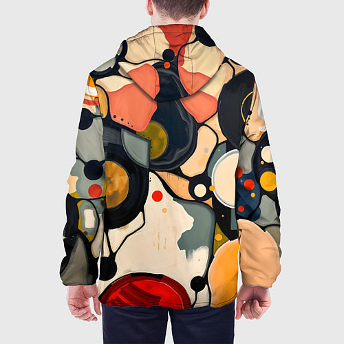 Мужская куртка Абстракция с кругами и краской / 3D-Черный – фото 4