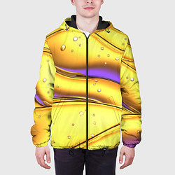 Куртка с капюшоном мужская Золотые волны с фиолетовым свечением, цвет: 3D-черный — фото 2