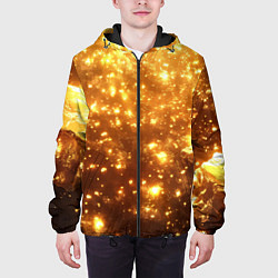 Куртка с капюшоном мужская Золотые блестки потертая текстура, цвет: 3D-черный — фото 2