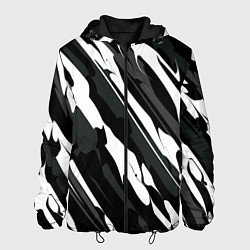 Куртка с капюшоном мужская Разводы белым на черном, цвет: 3D-черный