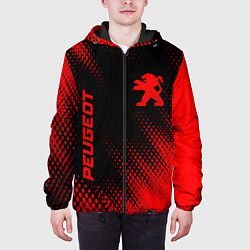 Куртка с капюшоном мужская Peugeot - red gradient вертикально, цвет: 3D-черный — фото 2