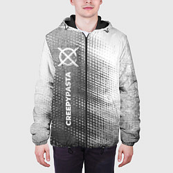 Куртка с капюшоном мужская CreepyPasta - grey gradient по-вертикали, цвет: 3D-черный — фото 2