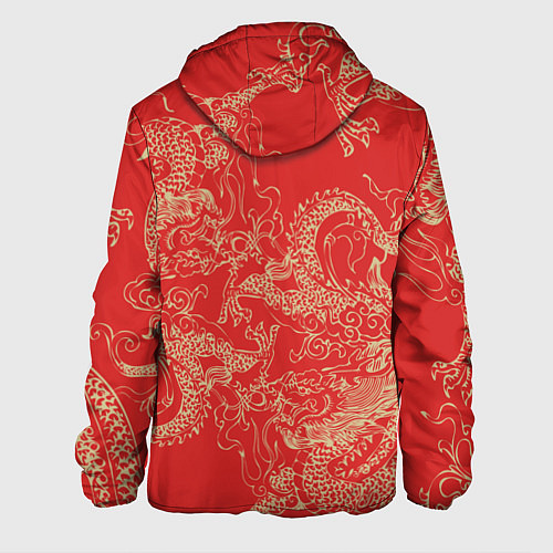 Мужская куртка Золотые драконы на красном / 3D-Белый – фото 2