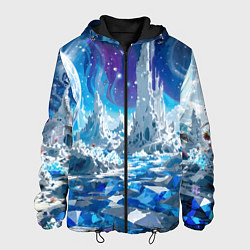 Куртка с капюшоном мужская Космический фантастический пейзаж, цвет: 3D-черный