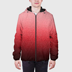 Куртка с капюшоном мужская Мягкий градиент красно-розовый текстура крошка, цвет: 3D-черный — фото 2