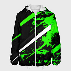 Куртка с капюшоном мужская Color black and green, цвет: 3D-белый