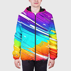 Куртка с капюшоном мужская Радужные брызги краски текстура, цвет: 3D-черный — фото 2
