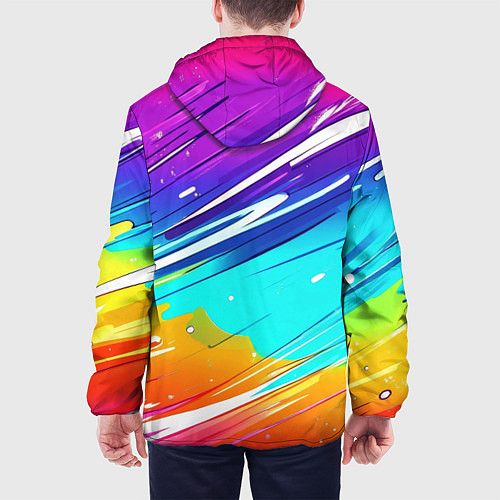 Мужская куртка Радужные брызги краски текстура / 3D-Черный – фото 4