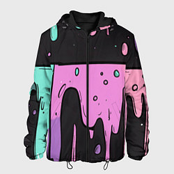 Куртка с капюшоном мужская Стекающая краска текстура, цвет: 3D-черный