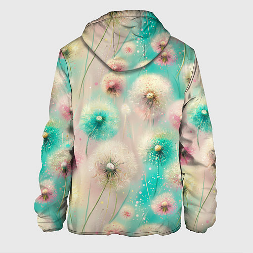 Мужская куртка Абстрактные одуванчики - паттерн на нежном фоне / 3D-Белый – фото 2