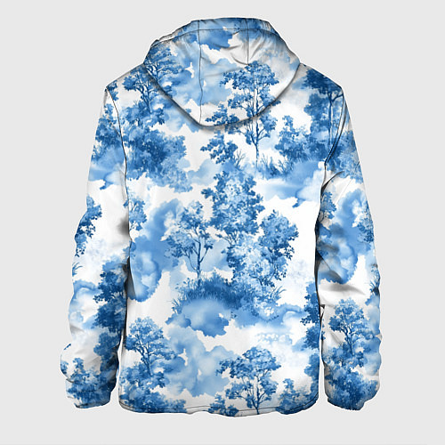 Мужская куртка Абстрактные деревья и облака- лесной паттерн аквар / 3D-Белый – фото 2