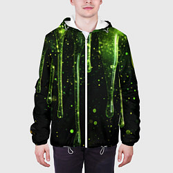 Куртка с капюшоном мужская Зеленая объемная слизь, цвет: 3D-белый — фото 2