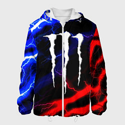 Куртка с капюшоном мужская Monster energy молнии неон, цвет: 3D-белый