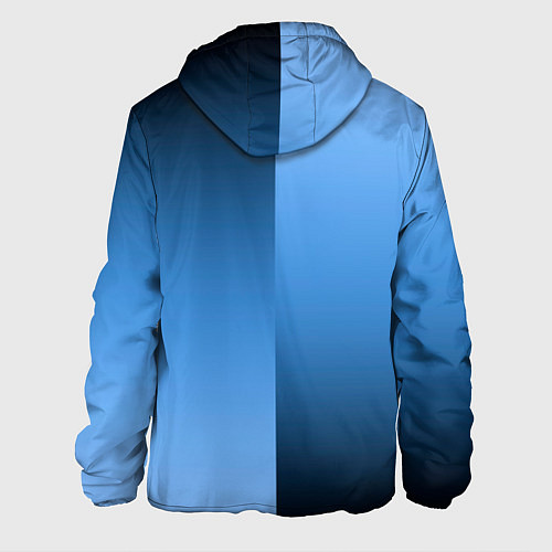 Мужская куртка Градиент сине-голубой пополам / 3D-Белый – фото 2
