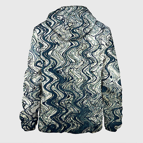 Мужская куртка Бело-синий искажённые абстрактные линии / 3D-Белый – фото 2