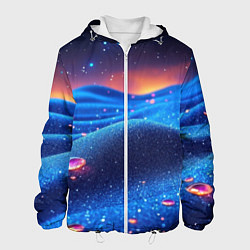 Куртка с капюшоном мужская Синяя дюна - текстура, цвет: 3D-белый