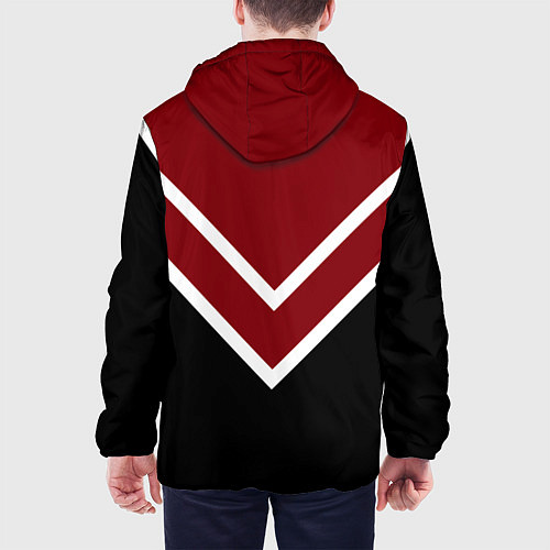 Мужская куртка Красный с чёрным и белые полосы / 3D-Черный – фото 4