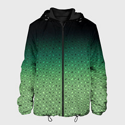 Куртка с капюшоном мужская Чёрно-зелёный градиент с узором, цвет: 3D-черный