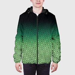 Куртка с капюшоном мужская Чёрно-зелёный градиент с узором, цвет: 3D-черный — фото 2