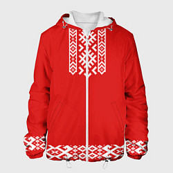 Мужская куртка Славянский узор на красном - вышиванка рубаха крас