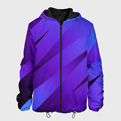 Куртка с капюшоном мужская Сине-фиолетовый абстрактные линии, цвет: 3D-черный