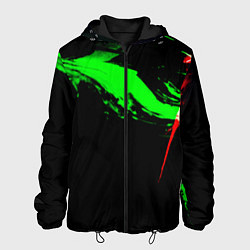 Куртка с капюшоном мужская Color black green red, цвет: 3D-черный