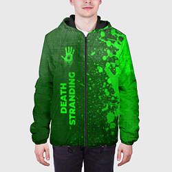 Куртка с капюшоном мужская Death Stranding - green gradient по-вертикали, цвет: 3D-черный — фото 2
