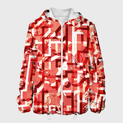 Куртка с капюшоном мужская Красно-белый объёмный эффект, цвет: 3D-белый