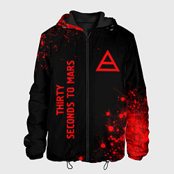 Куртка с капюшоном мужская Thirty Seconds to Mars - red gradient вертикально, цвет: 3D-черный