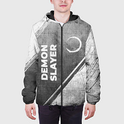 Куртка с капюшоном мужская Demon Slayer - grey gradient вертикально, цвет: 3D-черный — фото 2