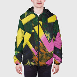 Куртка с капюшоном мужская Yellow letters on black, цвет: 3D-черный — фото 2