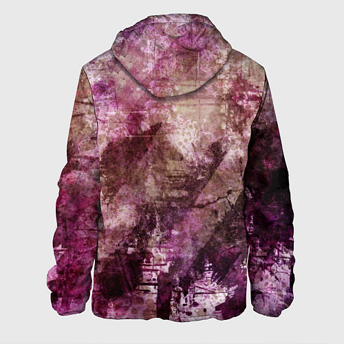 Мужская куртка Абстракция - dark trash atom with violet / 3D-Белый – фото 2