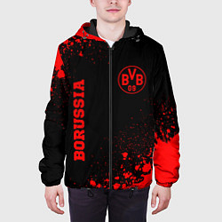 Куртка с капюшоном мужская Borussia - red gradient вертикально, цвет: 3D-черный — фото 2