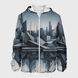 Куртка с капюшоном мужская Небоскребы и скалы, цвет: 3D-белый