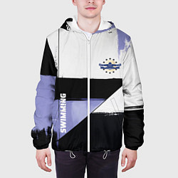 Куртка с капюшоном мужская Плавание спортивное, цвет: 3D-белый — фото 2
