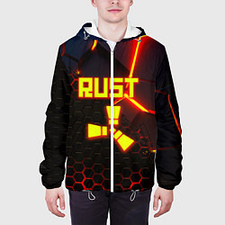 Куртка с капюшоном мужская Rust hexagon краски, цвет: 3D-белый — фото 2