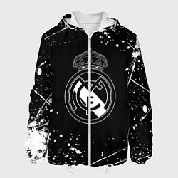 Куртка с капюшоном мужская Real Madrid белые краски, цвет: 3D-белый