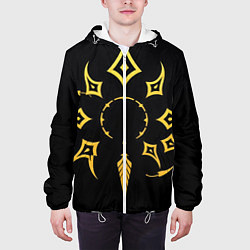 Куртка с капюшоном мужская Этнический паттерн на черном, цвет: 3D-белый — фото 2