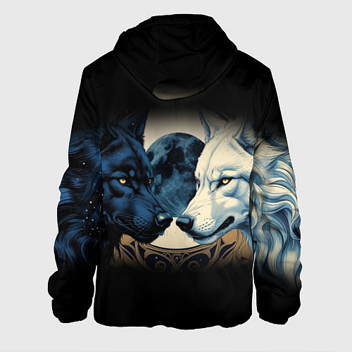 Мужская куртка Инь янь волк и волчица с луной / 3D-Белый – фото 2