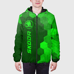 Куртка с капюшоном мужская Skoda - green gradient по-вертикали, цвет: 3D-черный — фото 2
